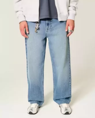 Jeans larghi con grafica Eagle e lavaggio medio