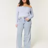 Jeans larghi con lavaggio medio e vita media Curvy