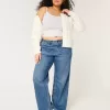 Jeans larghi con lavaggio medio e vita media Curvy