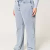 Jeans larghi con lavaggio medio e vita media Curvy