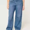 Jeans larghi con lavaggio medio e vita media Curvy