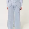 Jeans larghi con lavaggio medio e vita media Curvy