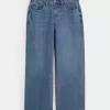 Jeans larghi con lavaggio medio e vita media Curvy