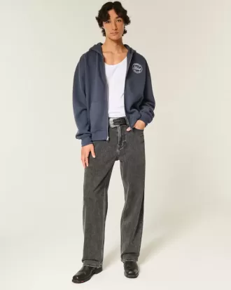 Jeans larghi con logo grafico nero lavato