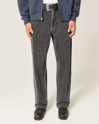 Jeans larghi con logo grafico nero lavato