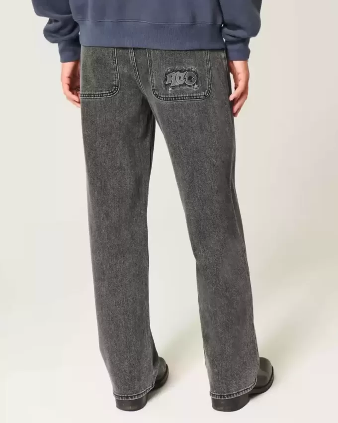 Jeans larghi con logo grafico nero lavato