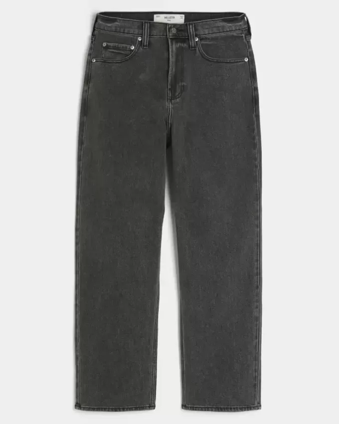 Jeans larghi con logo grafico nero lavato