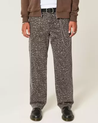 Jeans larghi con stampa leopardata