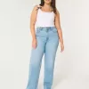 Jeans larghi Curvy a vita ultra alta e lavaggio medio