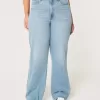 Jeans larghi Curvy a vita ultra alta e lavaggio medio