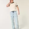 Jeans larghi da carpentiere con lavaggio chiaro