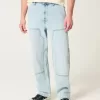Jeans larghi da carpentiere con lavaggio chiaro