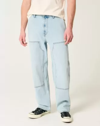 Jeans larghi da carpentiere con lavaggio chiaro