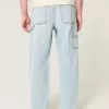 Jeans larghi da carpentiere con lavaggio chiaro
