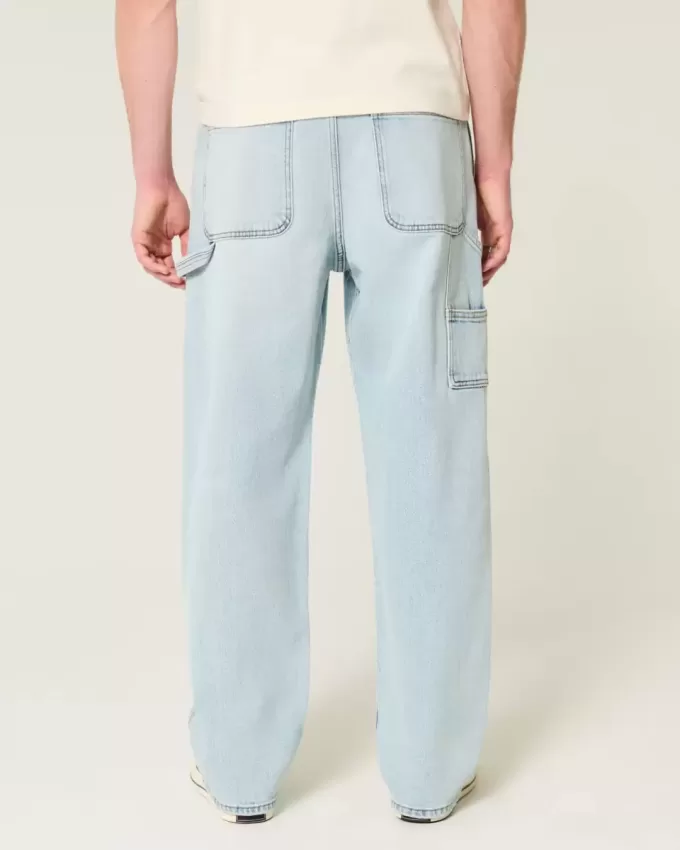 Jeans larghi da carpentiere con lavaggio chiaro