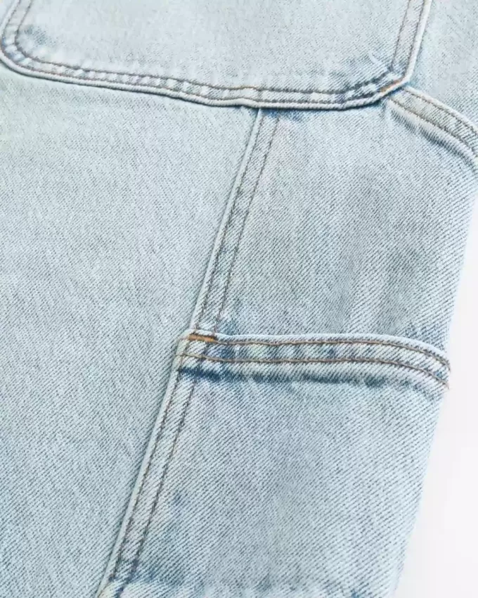 Jeans larghi da carpentiere con lavaggio chiaro