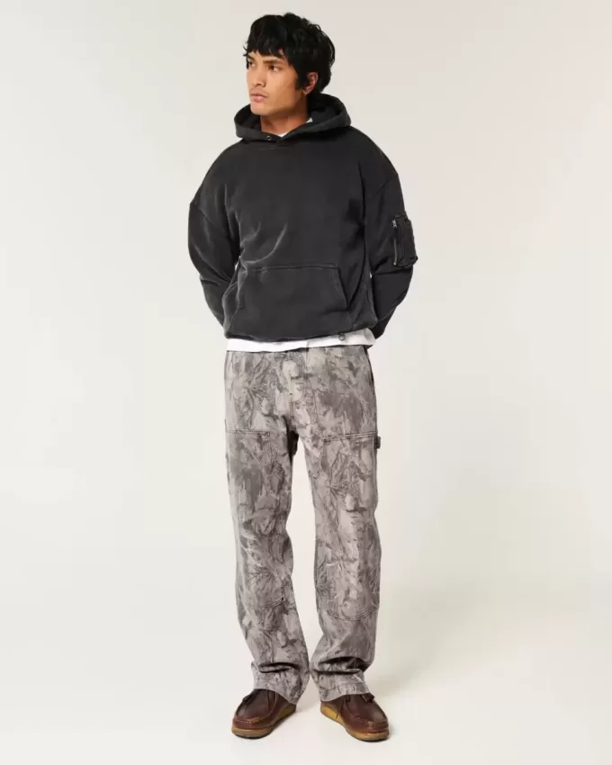 Jeans larghi da carpentiere mimetici