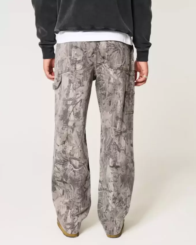 Jeans larghi da carpentiere mimetici