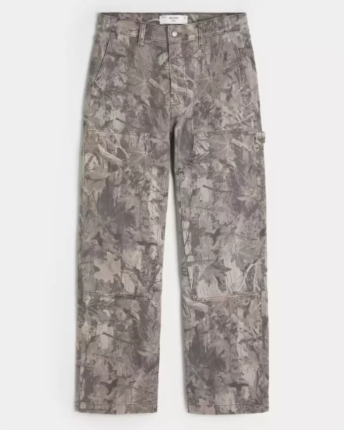 Jeans larghi da carpentiere mimetici