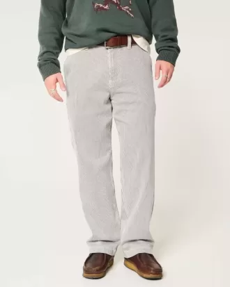 Jeans larghi da pittore a righe ferroviarie