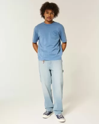Jeans larghi da pittore con lavaggio chiaro