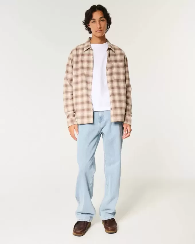 Jeans larghi da pittore con lavaggio chiaro
