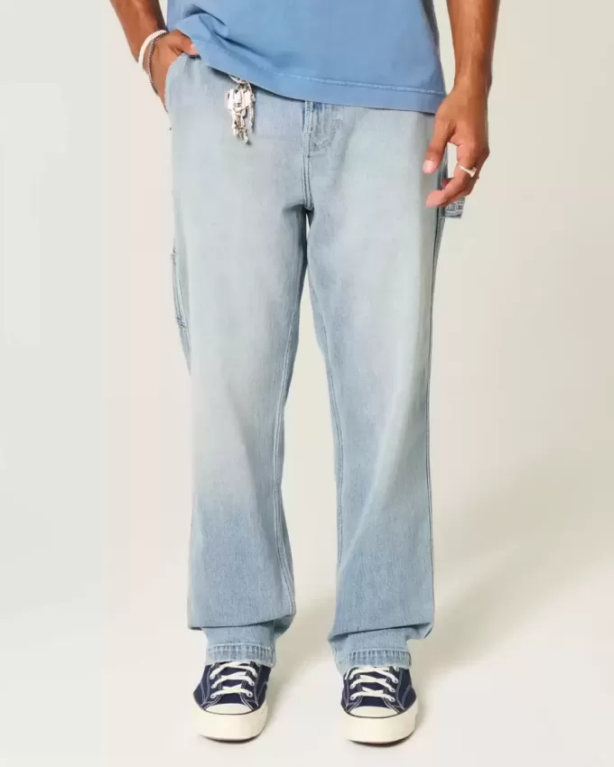 Jeans larghi da pittore con lavaggio chiaro