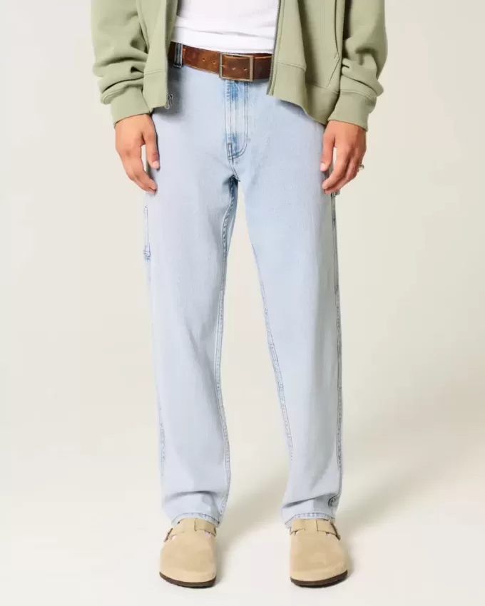 Jeans larghi da pittore con lavaggio chiaro