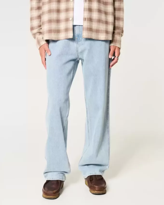 Jeans larghi da pittore con lavaggio chiaro