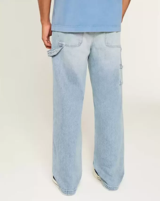 Jeans larghi da pittore con lavaggio chiaro