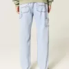 Jeans larghi da pittore con lavaggio chiaro