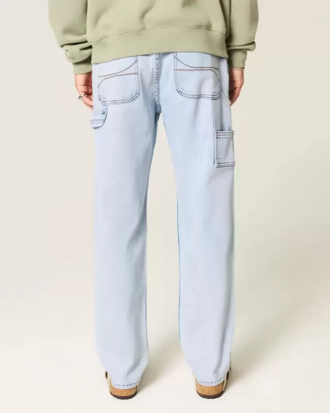 Jeans larghi da pittore con lavaggio chiaro