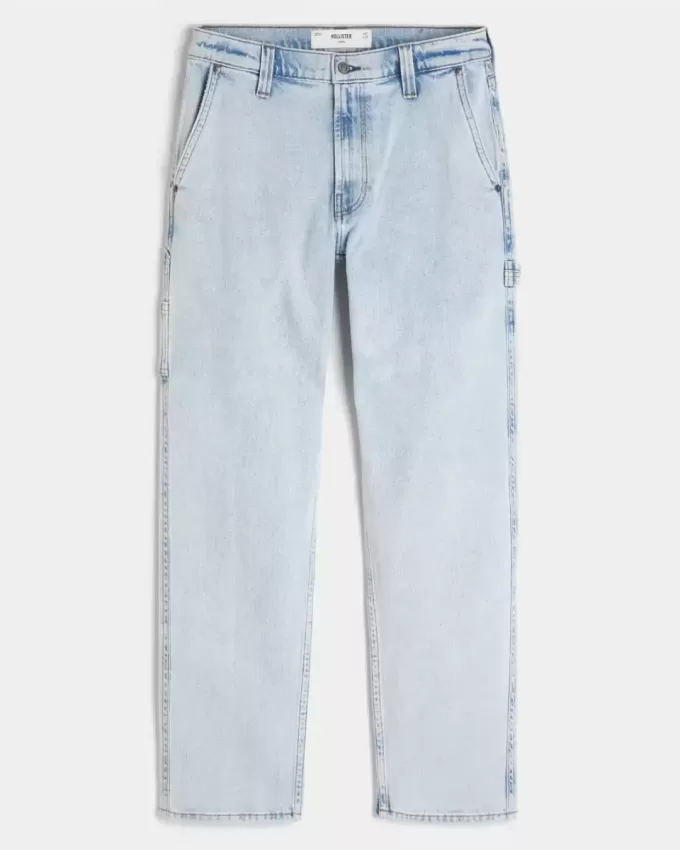 Jeans larghi da pittore con lavaggio chiaro