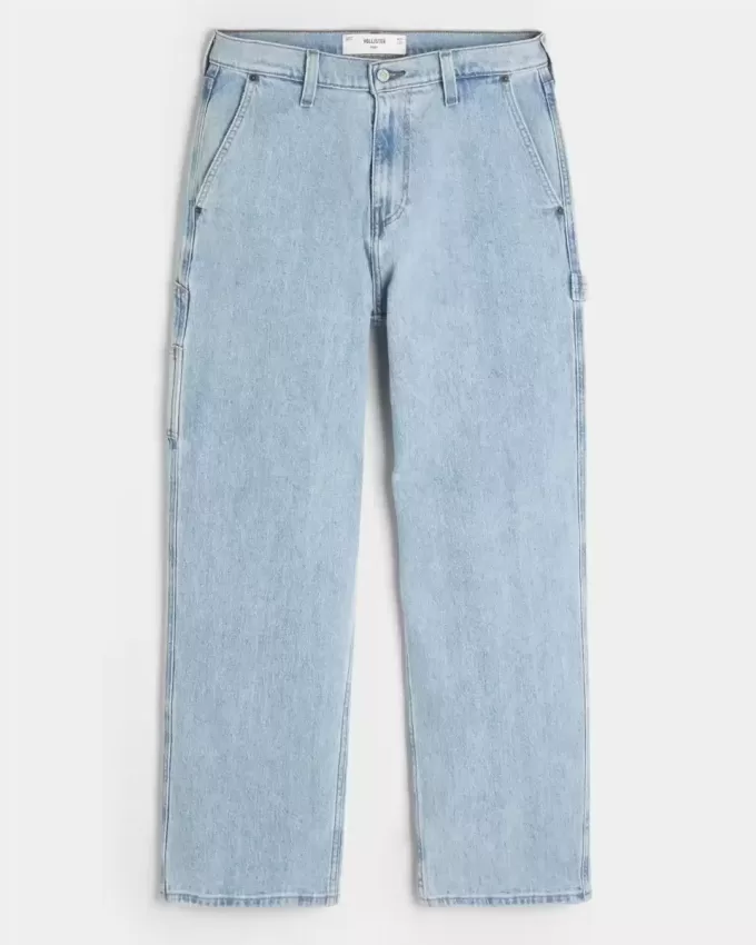 Jeans larghi da pittore con lavaggio chiaro
