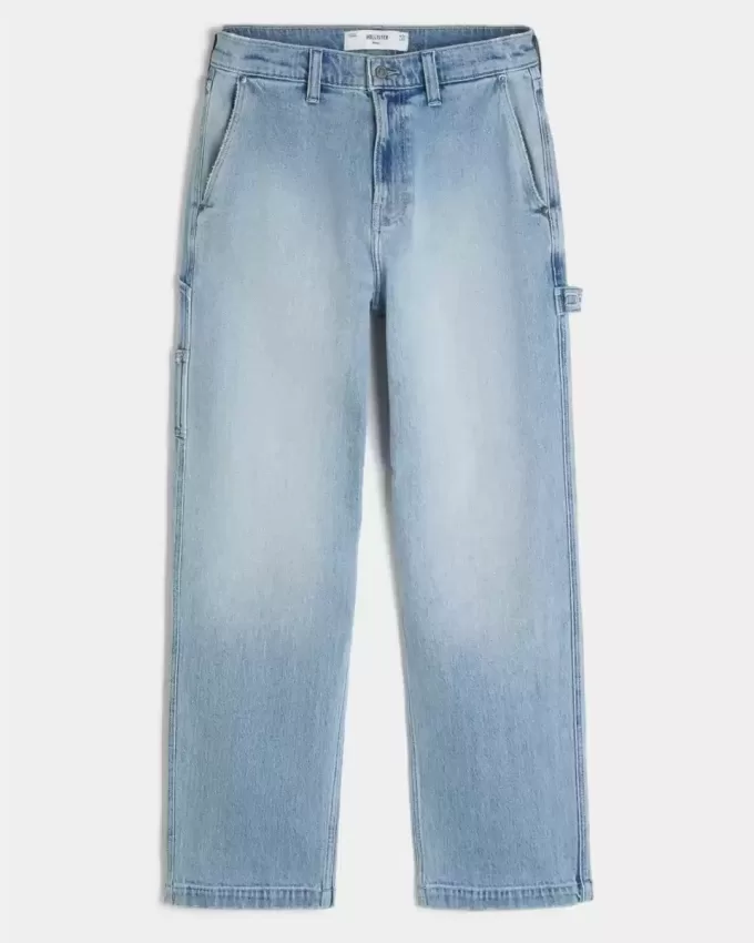 Jeans larghi da pittore con lavaggio chiaro