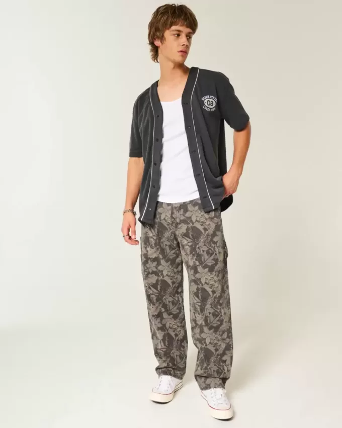 Jeans larghi da pittore stile skater mimetico