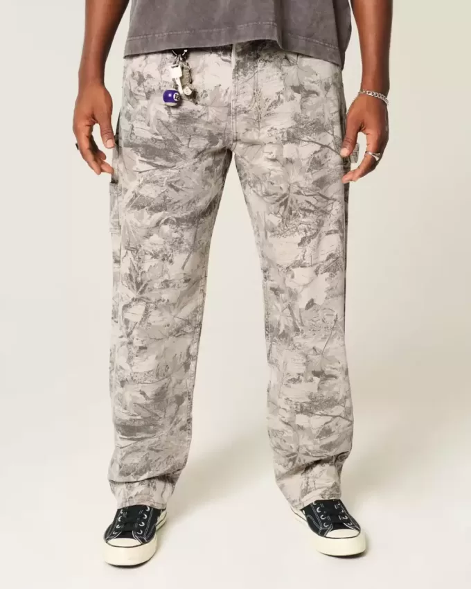 Jeans larghi da pittore stile skater mimetico