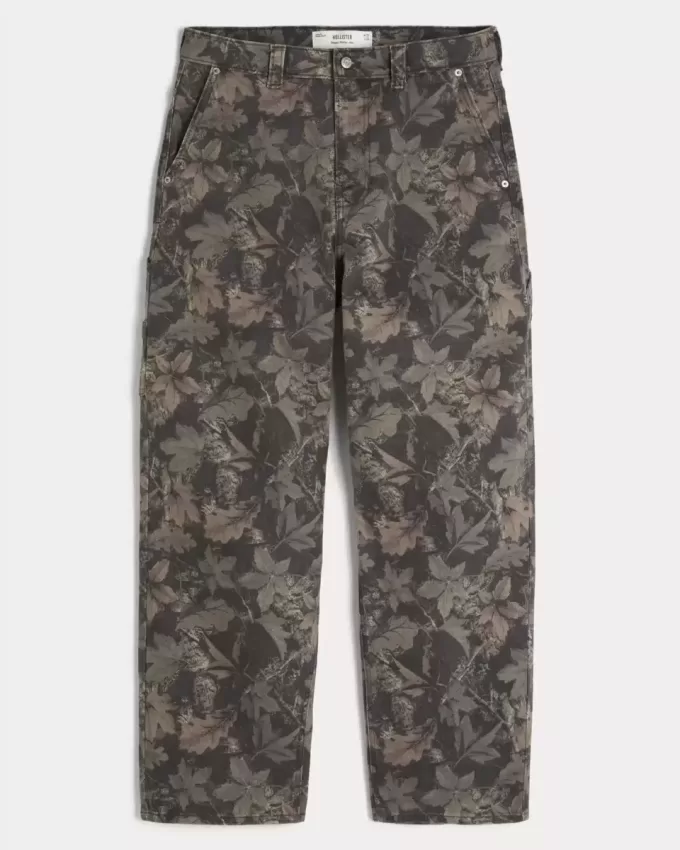 Jeans larghi da pittore stile skater mimetico