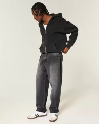 Jeans larghi da skater con logo grafico nero lavato