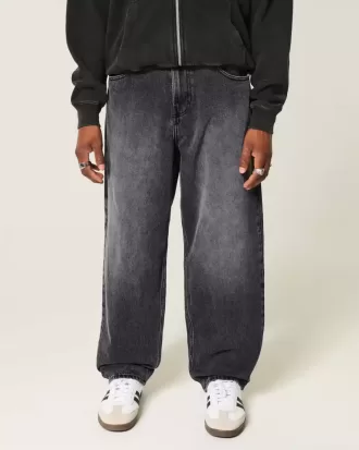 Jeans larghi da skater con logo grafico nero lavato