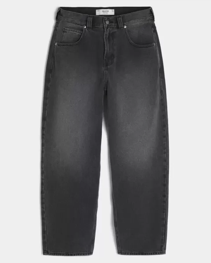 Jeans larghi da skater con logo grafico nero lavato