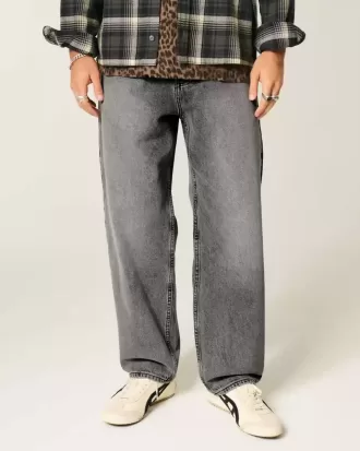 Jeans larghi da skater grigi lavati