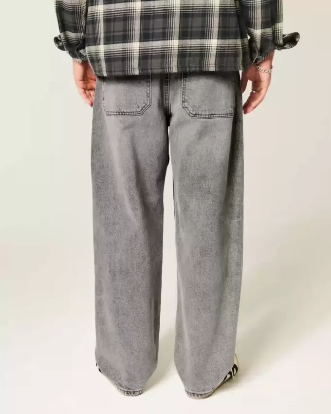 Jeans larghi da skater grigi lavati