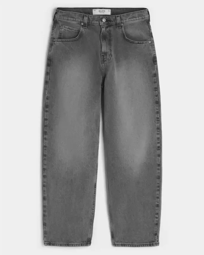 Jeans larghi da skater grigi lavati