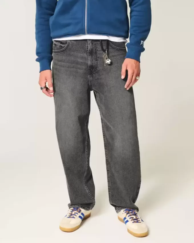 Jeans larghi da skater neri lavati
