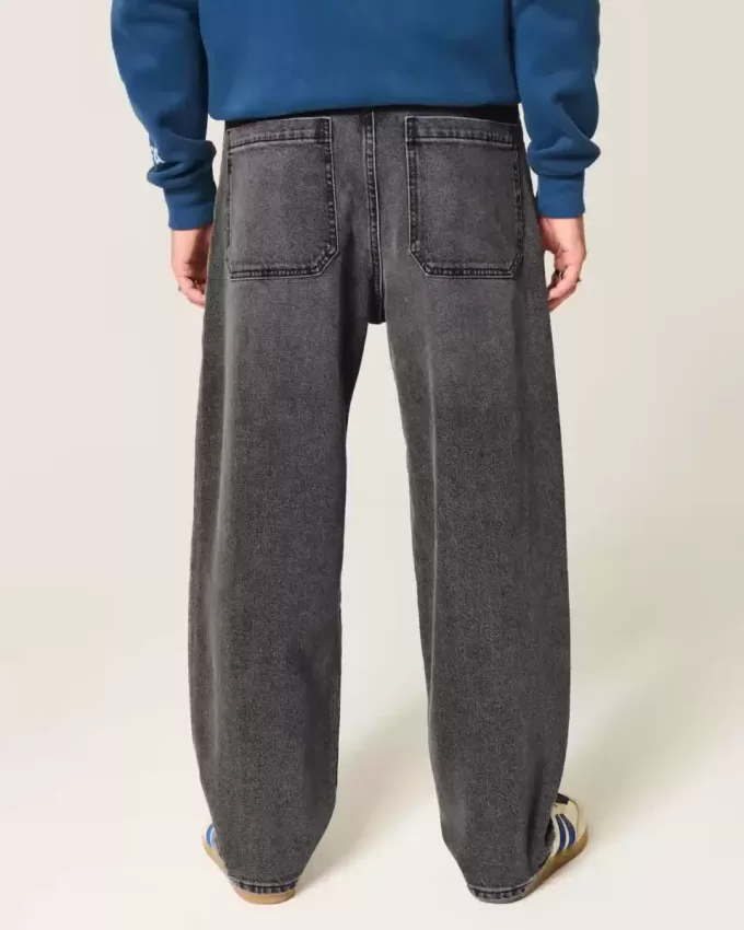 Jeans larghi da skater neri lavati