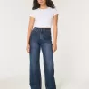 Jeans larghi e a vita alta con lavaggio scuro