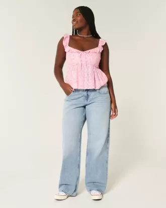 Jeans larghi e a vita bassa con lavaggio chiaro