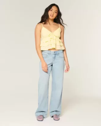 Jeans larghi e a vita bassa con lavaggio chiaro