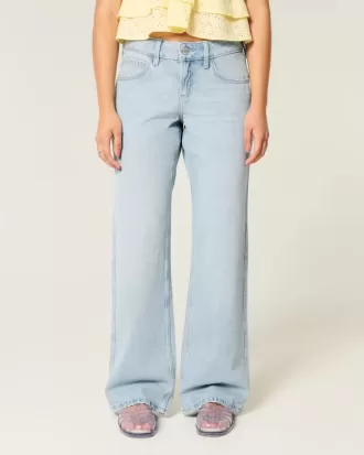 Jeans larghi e a vita bassa con lavaggio chiaro
